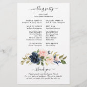 Navy Blue Dusty Blush Pink Floral Wedding Programm (Achterkant)