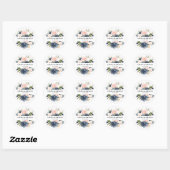 Navy Blue Dusty Blush Pink Floral Wedding Ronde Sticker (Vel)