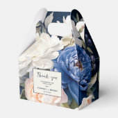 Navy Blue & Dusty Blush Roze Bloemen Huwelijk Bedankdoosjes (Achterkant)