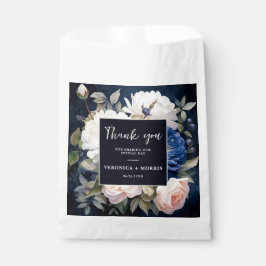 Navy Blue & Dusty Blush Roze Bloemen Huwelijk Bedankzakje