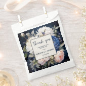 Navy Blue & Dusty Blush Roze Bloemen Huwelijk Bedankzakje (Geknipt)