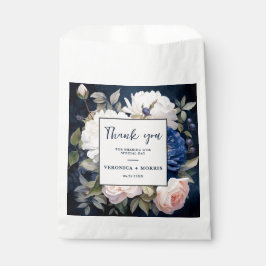 Navy Blue & Dusty Blush Roze Bloemen Huwelijk Bedankzakje