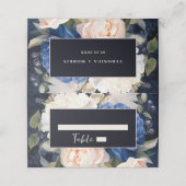 Navy Blue & Dusty Blush Roze Bloemen Huwelijk Plaatskaartje (Buitenkant ongevouwen)