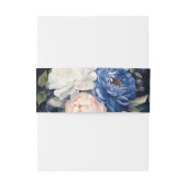 Navy Blue & Dusty Blush Roze Bloemen Huwelijk Uitnodigingen Wikkel (Achterkant Voorbeeld)