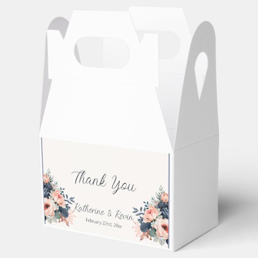 Navy Blue Dusty Roos Bloemenbruiloft Bedankdoosjes (Geopend)