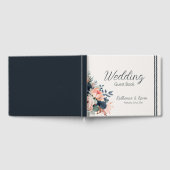 Navy Blue Dusty Roos Bloemenbruiloft Gastenboek (Volledig)