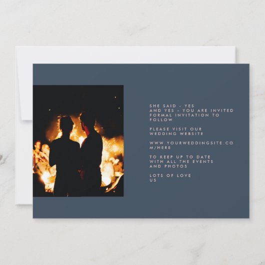 Navy Blue Dusty Roos Elegant Border Foto Save The Date (Achterkant)