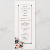 Navy Blue Dusty Roos Floral Wedding Flat Programma Programmakaart (Voorkant)