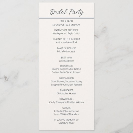 Navy Blue Dusty Roos Floral Wedding Flat Programma Programmakaart (Achterkant)