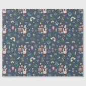 Navy Blue Easter Bunny Cadeaupapier (Vlak)