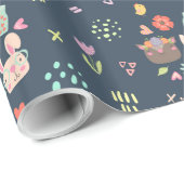 Navy Blue Easter Bunny Cadeaupapier (Rol Hoek)