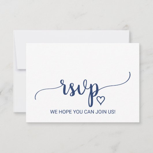 Navy Blue Eenvoudige Calligrafie Menu Keuze RSVP K (Voorkant)