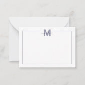 Navy Blue Eenvoudige Minimalistische Naam Monogram Notitiekaartje (Voorkant)