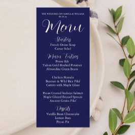 Navy Blue Eenvoudige Stijl Trouwdiner Menu