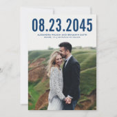 Navy Blue Eenvoudige typografie foto Save the Date (Voorkant)