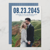 Navy Blue Eenvoudige typografie foto Save the Date (Voorkant / Achterkant)