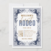 Navy Blue Eerste Rodeo Verjaardag Uitnodiging – We (Voorkant)