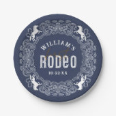 Navy Blue Eerste Rodeo Verjaardagspapier Borden – Papieren Bordje (Voorkant)