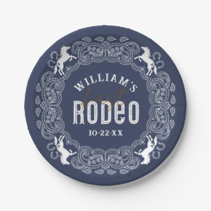 Navy Blue Eerste Rodeo Verjaardagspapier Borden –  Papieren Bordje