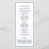 Navy Blue Eet, Drink en Wees Getrouwd Trouwen Programmakaart (Achterkant)