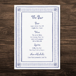 Navy Blue eigenzinnige speelse hand getekende brui Menu