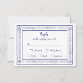 Navy Blue eigenzinnige speelse hand getekende brui RSVP Kaartje (Voorkant)