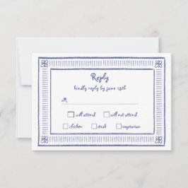 Navy Blue eigenzinnige speelse hand getekende brui RSVP Kaartje