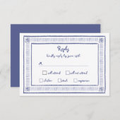 Navy Blue eigenzinnige speelse hand getekende brui RSVP Kaartje (Voorkant / Achterkant)