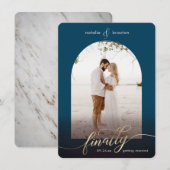 Navy Blue, eindelijk getrouwd en venster foto Save The Date (Voorkant / Achterkant)