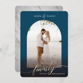 Navy Blue, eindelijk getrouwd en venster foto Save The Date
