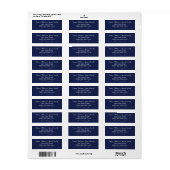 Navy Blue Elegant Adresetiketten Etiket (Full Sheet)