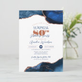 Navy Blue Elegant Adult Surprise Birthday Kaart (Staand voorkant)