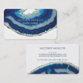 Navy Blue Elegant Agate Visitekaartje (Voorkant / Achterkant)