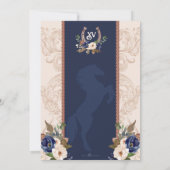 Navy Blue Elegant Baroque Charra Quinceanera Kaart (Achterkant)