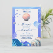 Navy Blue Elegant Beach Seashell Vrijgezellenfeest Kaart (Staand voorkant)