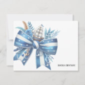 Navy Blue Elegant Big Bow Thank You Note Card Notitiekaartje (Voorkant)