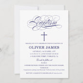 Navy Blue Elegant Calligraphy Baptisme Kaart (Voorkant)