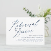 Navy Blue Elegant Calligraphy Rehearsal Dinner Kaart (Staand voorkant)