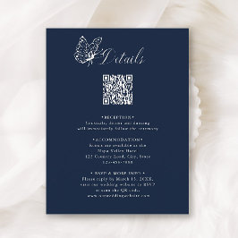 Navy Blue Elegant Calligraphy Wedding Details Informatiekaartje