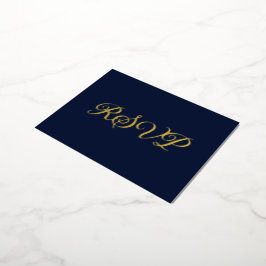 Navy Blue Elegant Co-Starring Folie RSVP-kaart Feestdagen Briefkaart