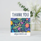 Navy Blue Elegant Floral Bedankt voor uw bestellin (Staand voorkant)