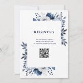 Navy Blue Elegant Floral Vrijgezellenfeest QR Code Kaart (Achterkant)