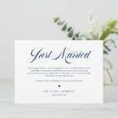 Navy Blue Elegant gebold kalligrafie gewoon gehuwd Aankondiging (Staand voorkant)