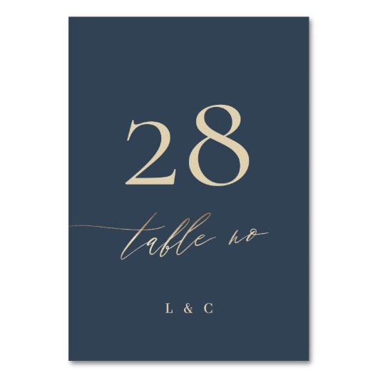 Navy Blue Elegant Gold Classic Wedding Kaart (Achterkant)