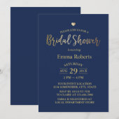 Navy Blue Elegant Gold Heart Vrijgezellenfeest Kaart (Voorkant / Achterkant)