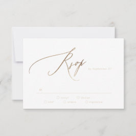 Navy Blue Elegant Gold The Wedding RSVP Kaartje