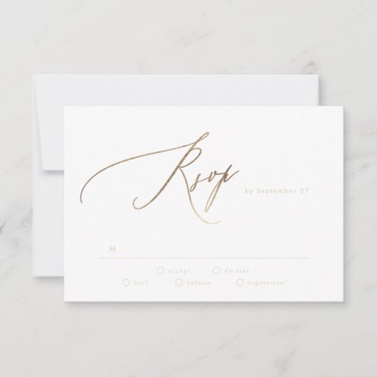 Navy Blue Elegant Gold The Wedding RSVP Kaartje (Voorkant)