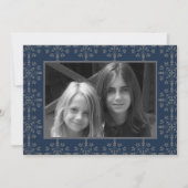 Navy Blue Elegant kerstfoto 1 foto Feestdagenkaart (Voorkant)