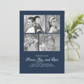 Navy Blue Elegant-kerstfotokaart Multi-Photo Feestdagenkaart (Staand voorkant)
