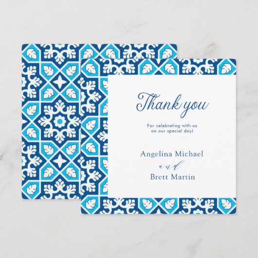 Navy Blue Elegant Minimalist Flat Hartelijk dank (Voorkant / Achterkant)